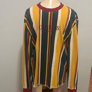 Vintage Guess Men's Striped Sweater - Multicolor